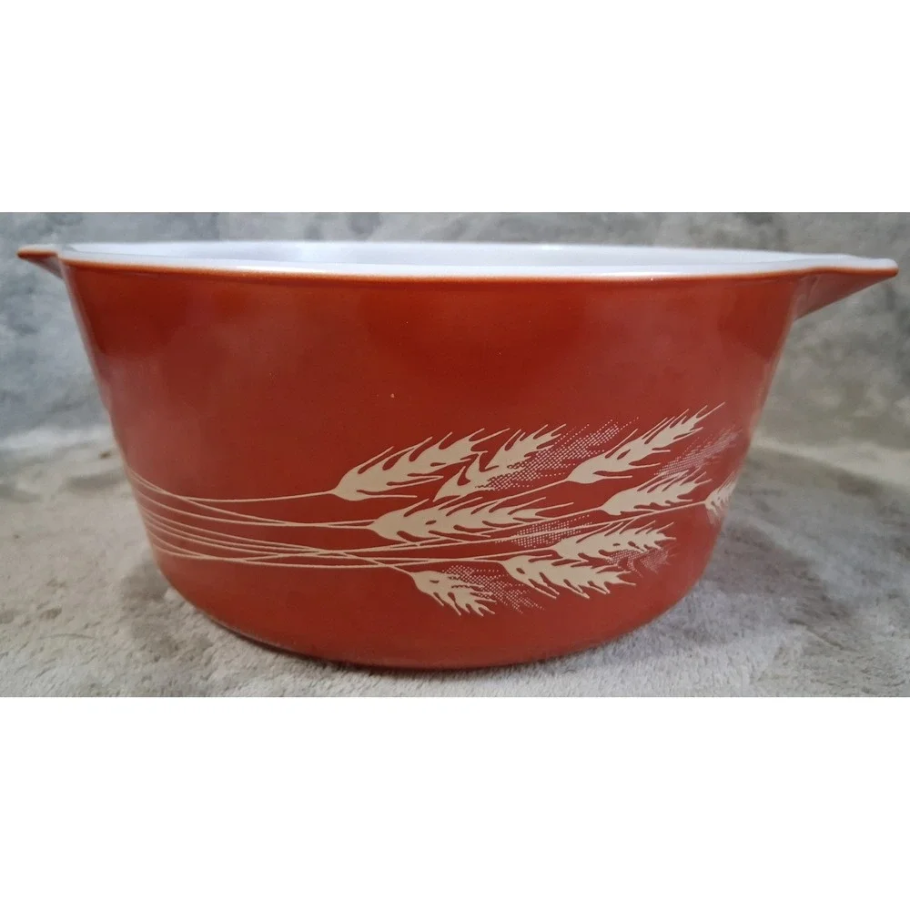 Vintage Pyrex Autumn Harvest 474-B 1.5 Qt Cinderella Casserole Dish Near Mint